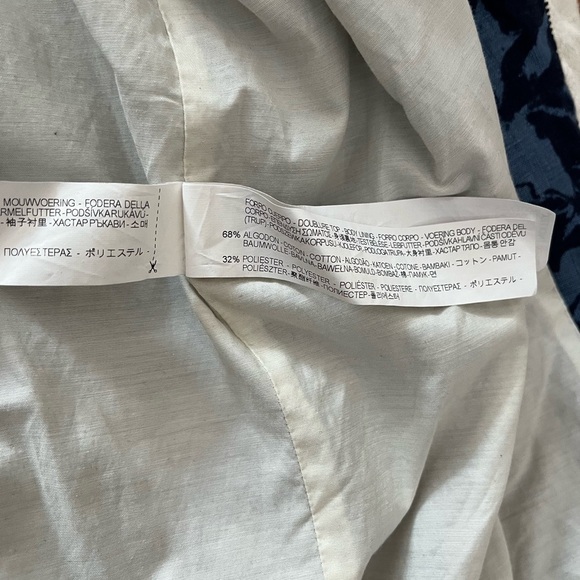 [Tag:L/Ptp:21”]Zara Denim Couture Navy Floral linen Bomber Jacket Lined - Picture 5 of 11